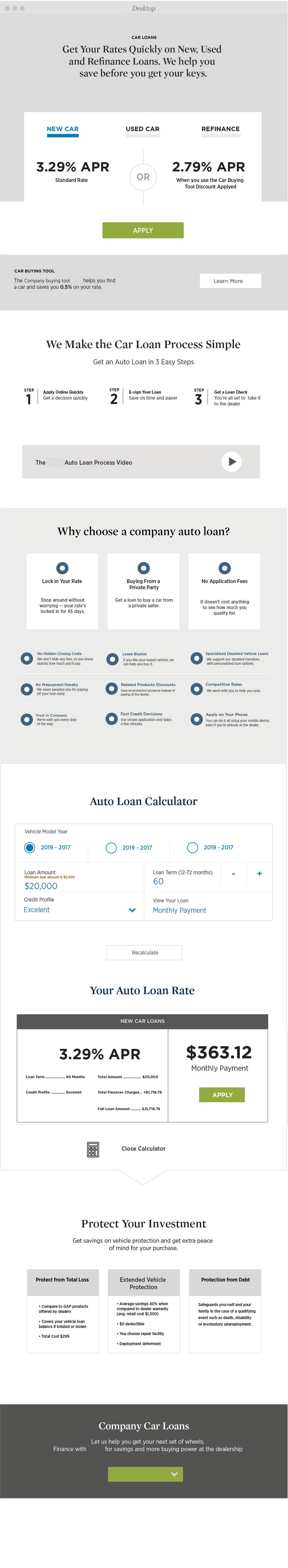 Auto Loan Wireframe
